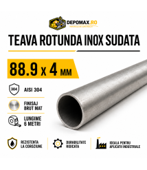 Teava rotunda inox sudata AISI 304, 88.9 x 4 mm, 6 metri Teava rotunda inox sudata AISI 304, 88.9 x 4 mm, 6 metri